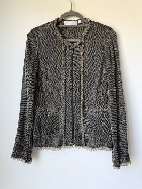 Carlisle Jackets & Blazers - Carlisle Collection Blazer Jacket Size 10 Linen Blend Brown Full Zip